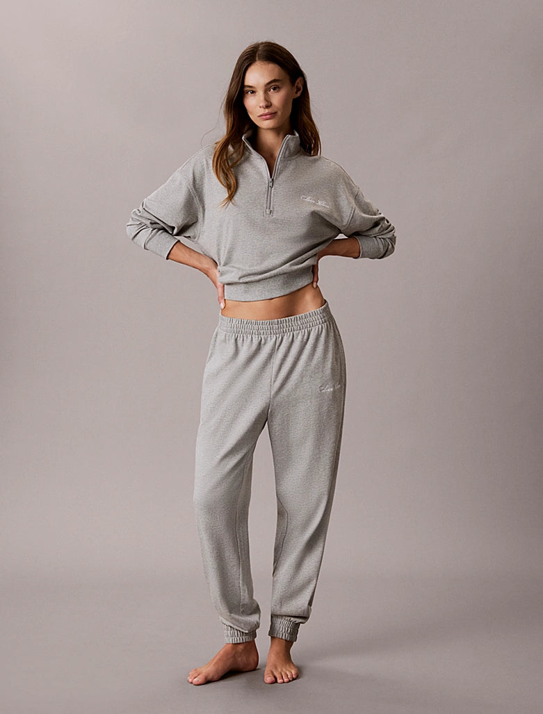 Calvin Klein | Heavy Jersey 1/4 Zip Top-Graphi | Grey Heather