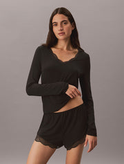 Calvin Klein | Modal Rib With Lace LS Top | Black