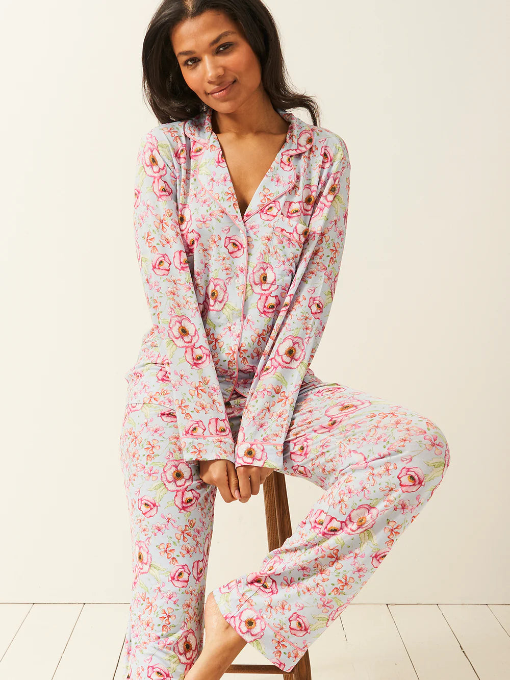 Stripe & Stare | Long Pyjama Set | Poppy Pastel