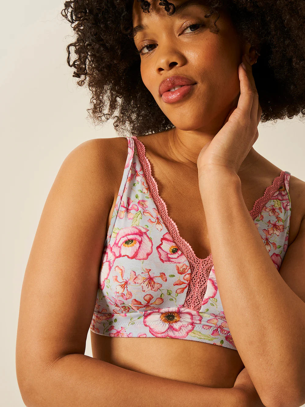 Stripe & Stare | Lace Plunge Bralette | Pastel Poppy