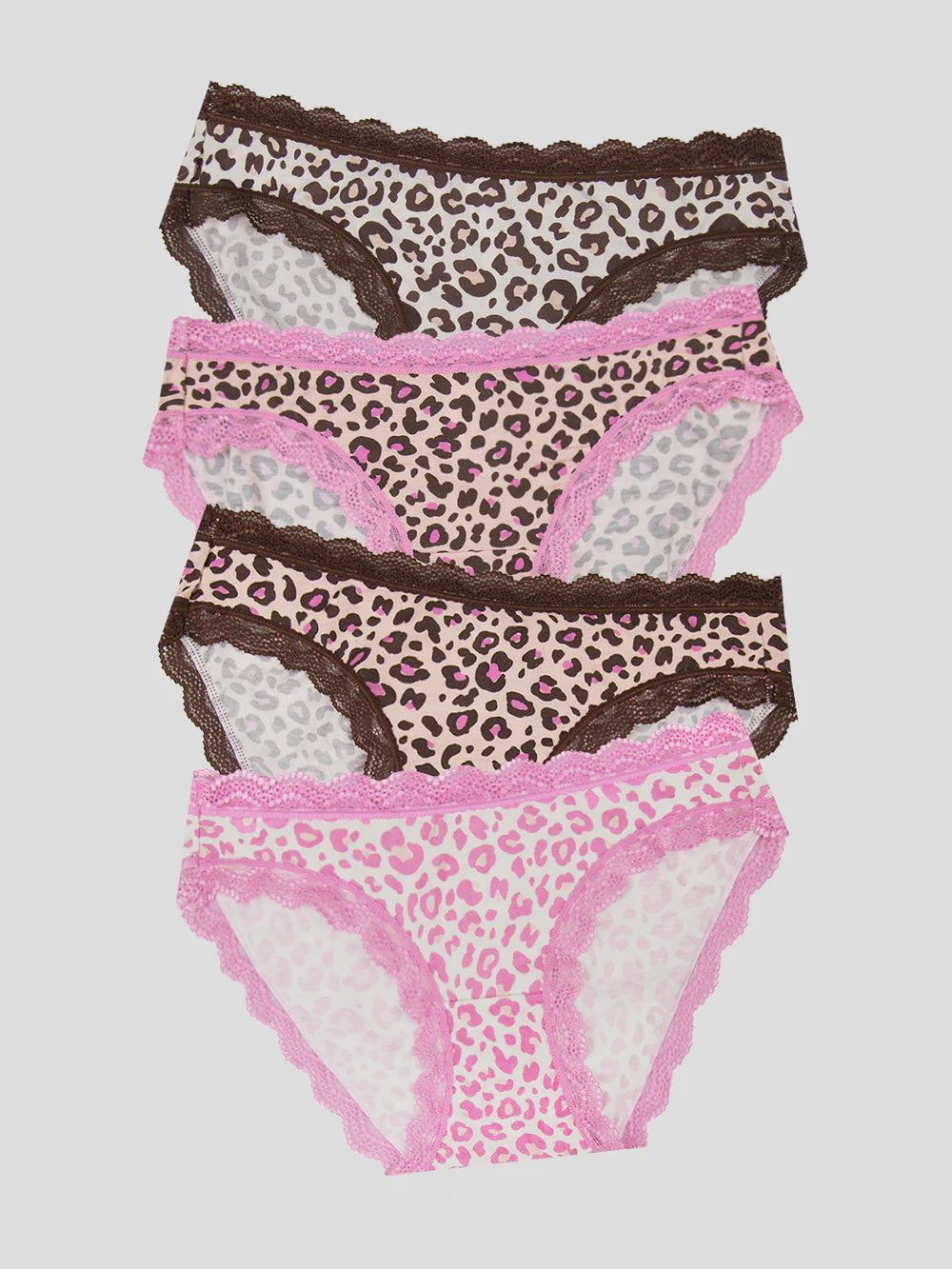 Stripe & Stare | The Original Knicker Four Pack | Liquorice Leopard
