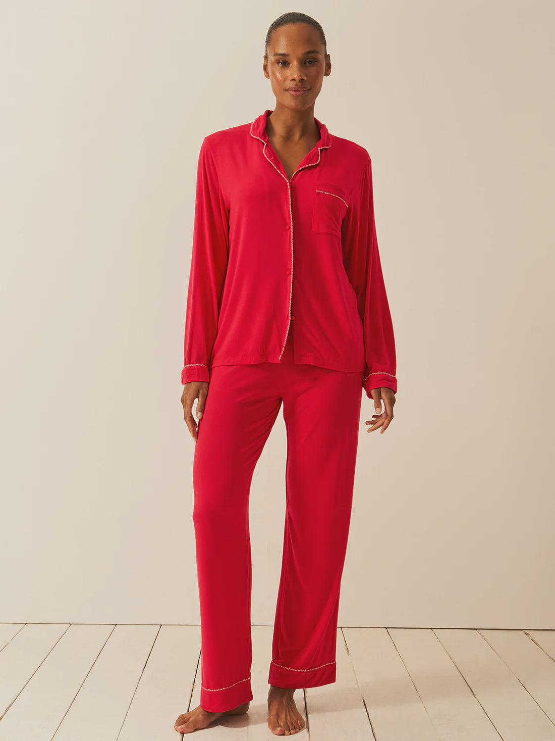 Stripe & Stare | Long Pyjama Set | Lipstick Red