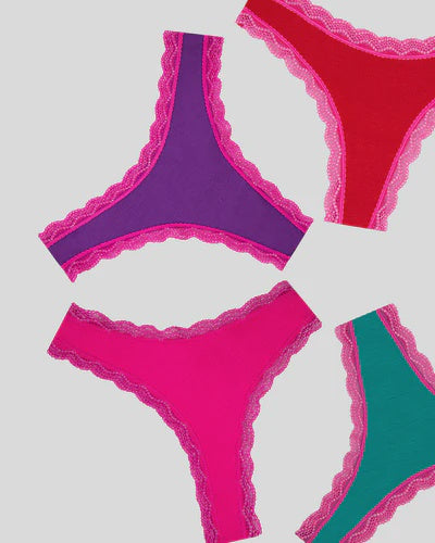 Stripe & Stare | Thong Four Pack | Sparkle Lace