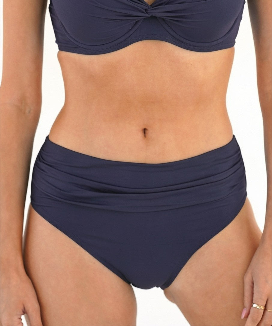 Moontide | Contours High Ruched Front Bikini Pant | Midnight