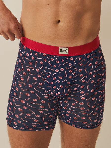 Stripe & Stare | Men's Boxer | Navy Candy Cane Swirl