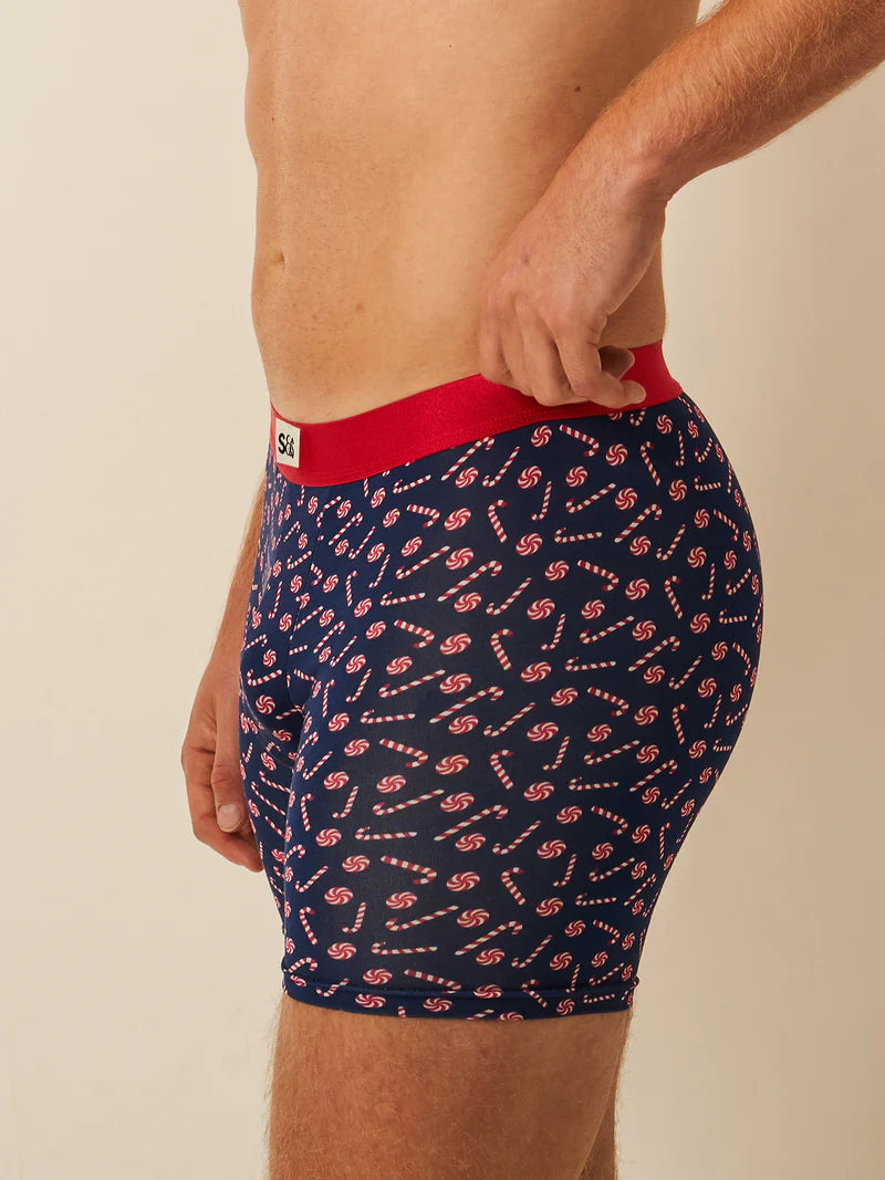 Stripe & Stare | Men's Boxer | Navy Candy Cane Swirl