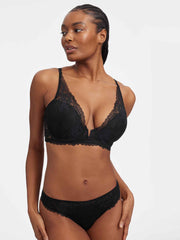 Skarlett Blue | Minx V-Wire Plunge Lace Bra | Black