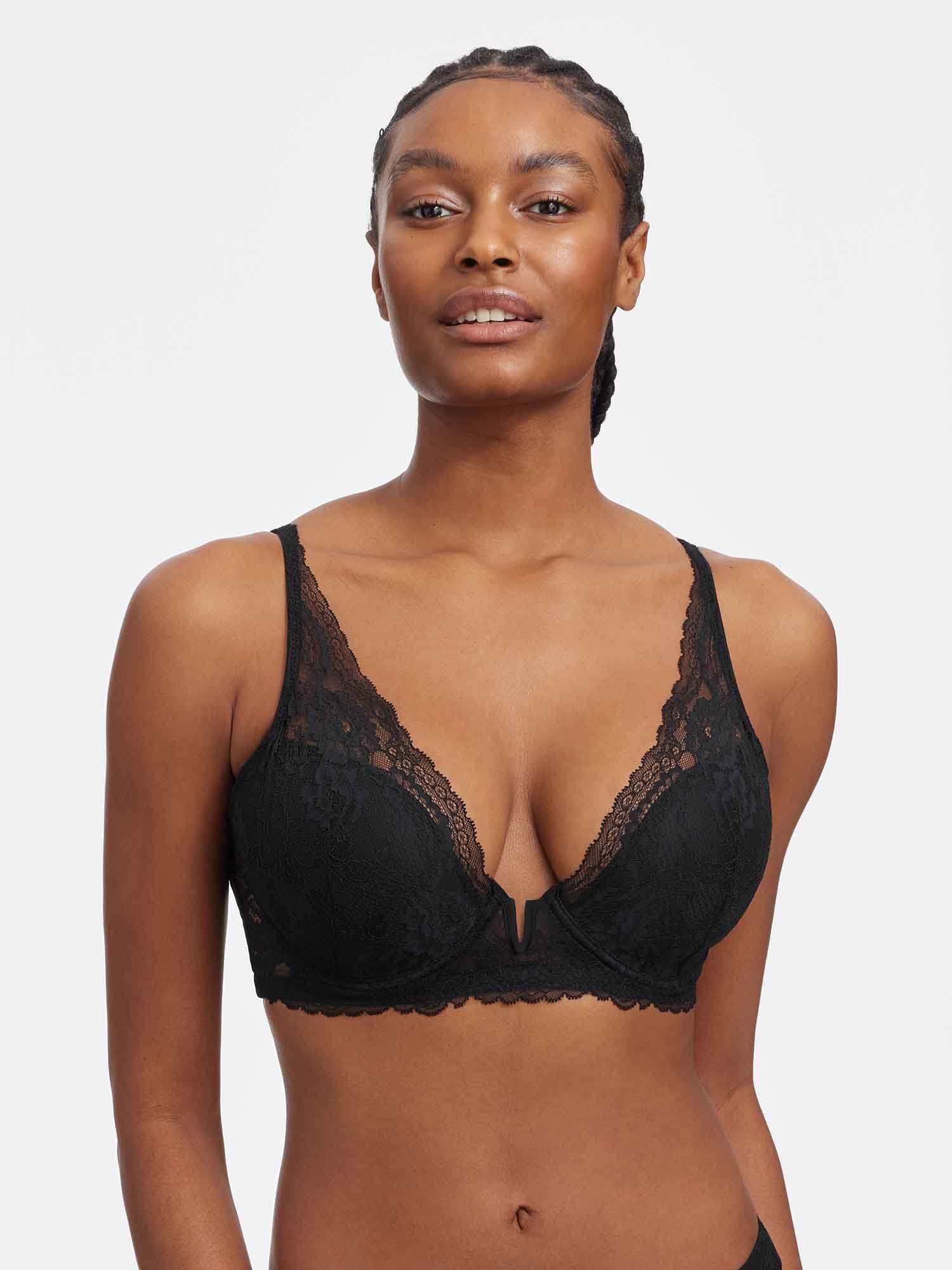 Skarlett Blue | Minx V-Wire Plunge Lace Bra | Black