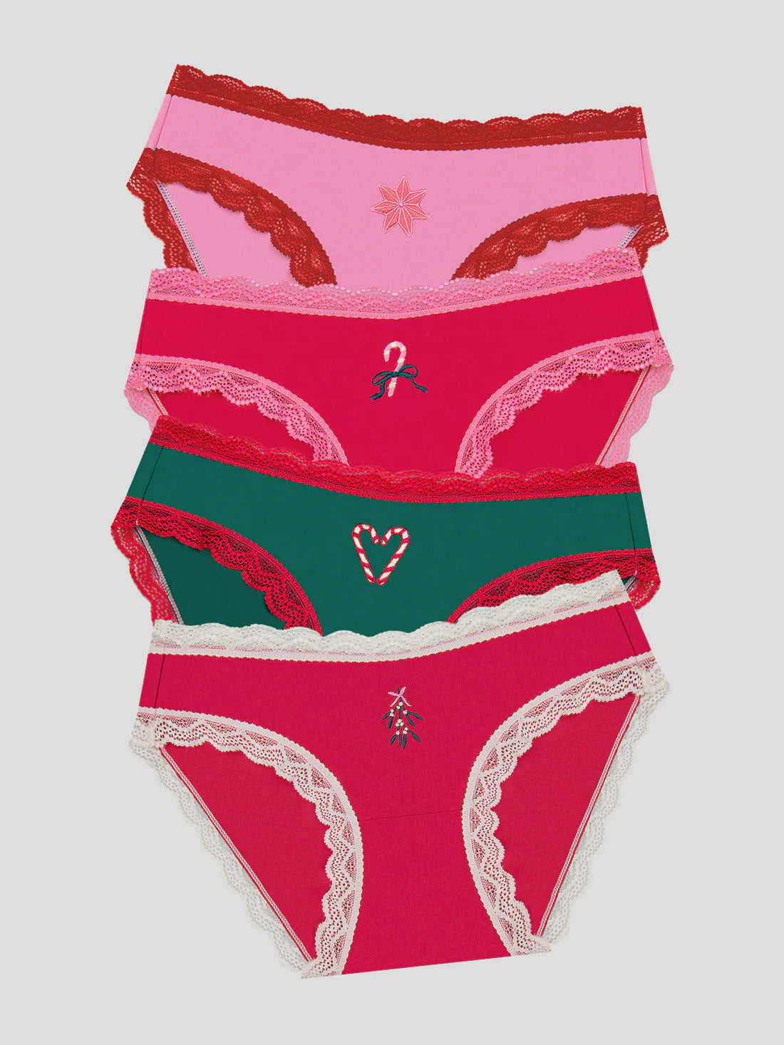 Stripe & Stare | The Original Knicker Four Pack | Mistletoe Kisses