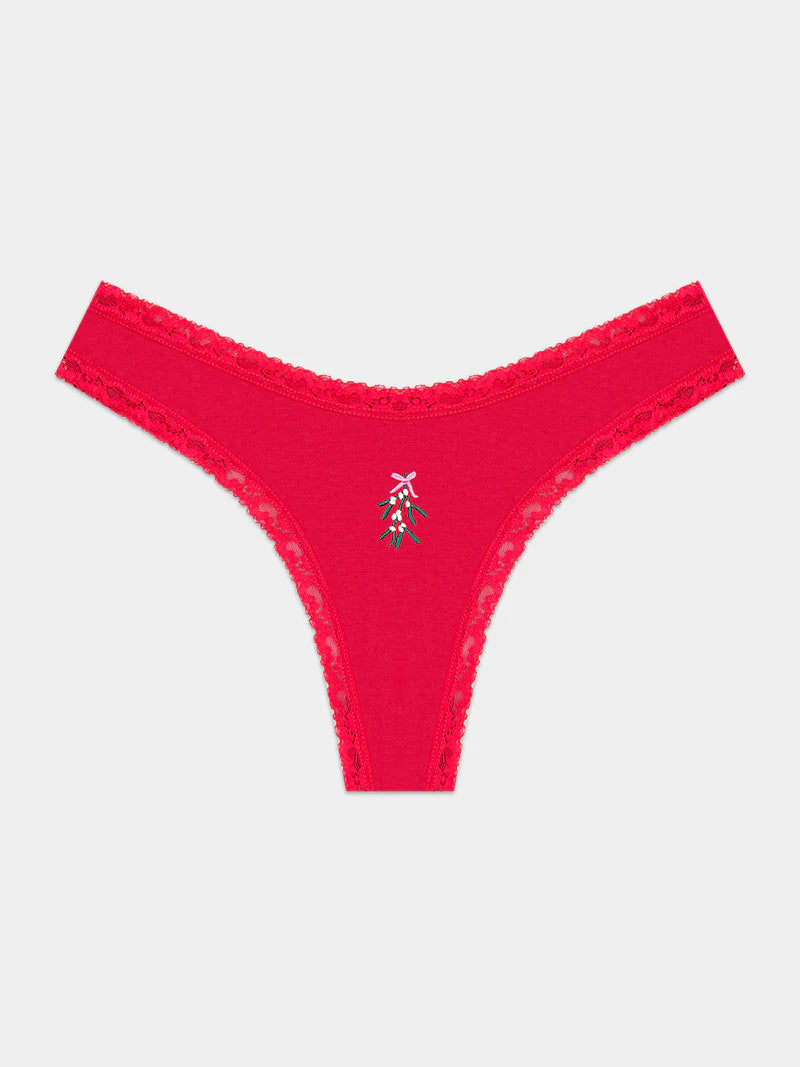 Stripe & Stare | Thong | Mistletoe Embroidery