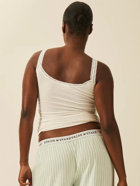 Stripe & Stare | Lace Cami | White