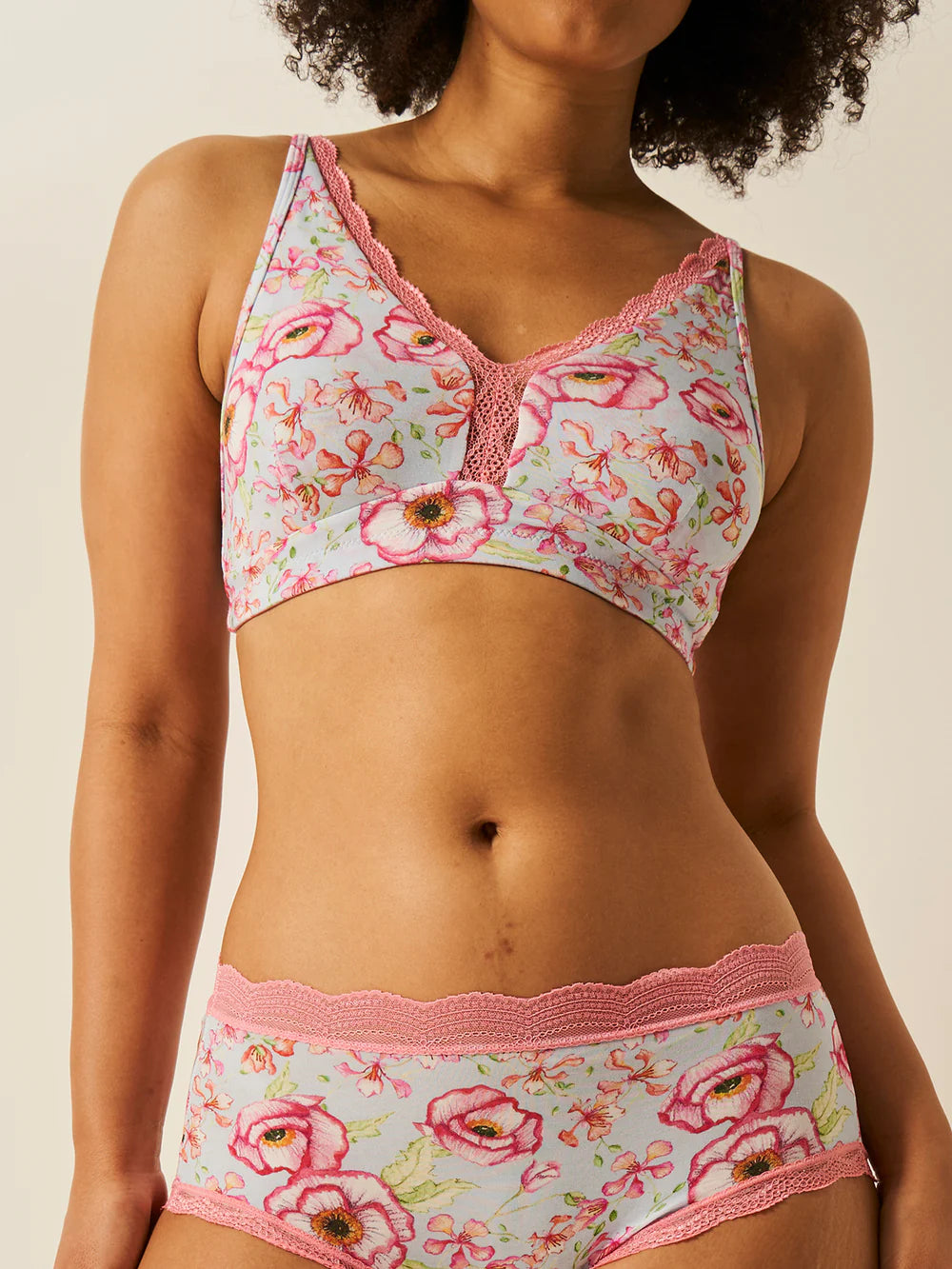 Stripe & Stare | Lace Plunge Bralette | Pastel Poppy