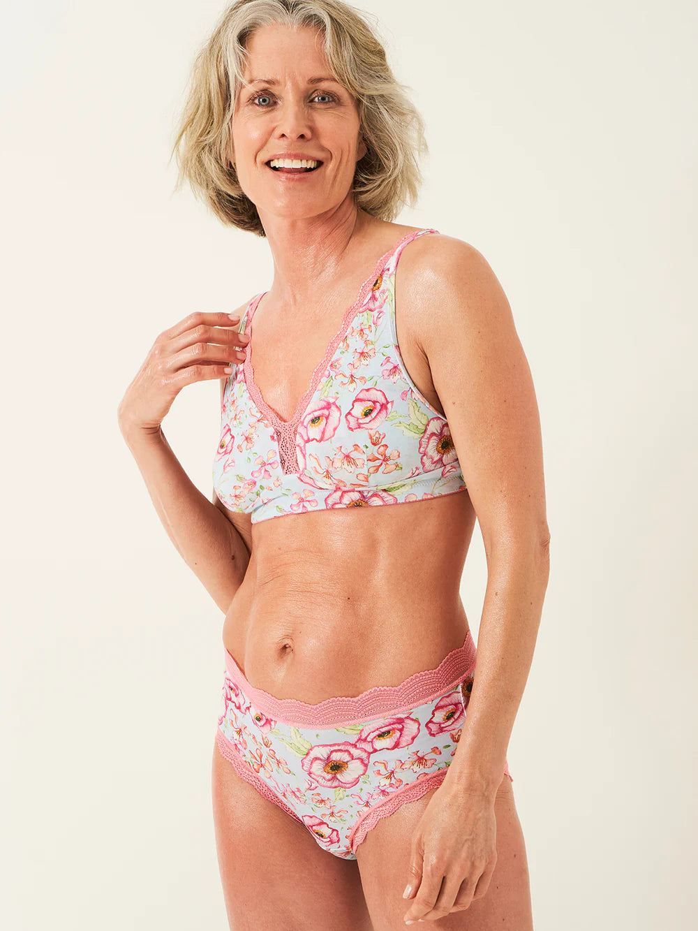 Stripe & Stare | Lace Plunge Bralette | Pastel Poppy