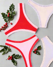 Stripe & Stare | Thong Four Pack | Pink & Red