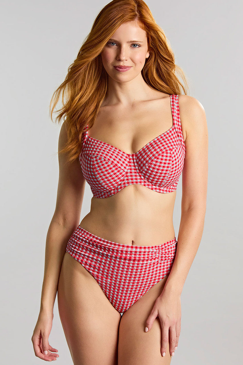 Panache | Olivia Midi Gather Bikini Bottoms | Red Gingham