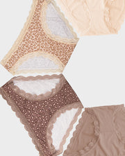 Stripe & Stare | The Original Knicker Four Pack | Neutral Leopard