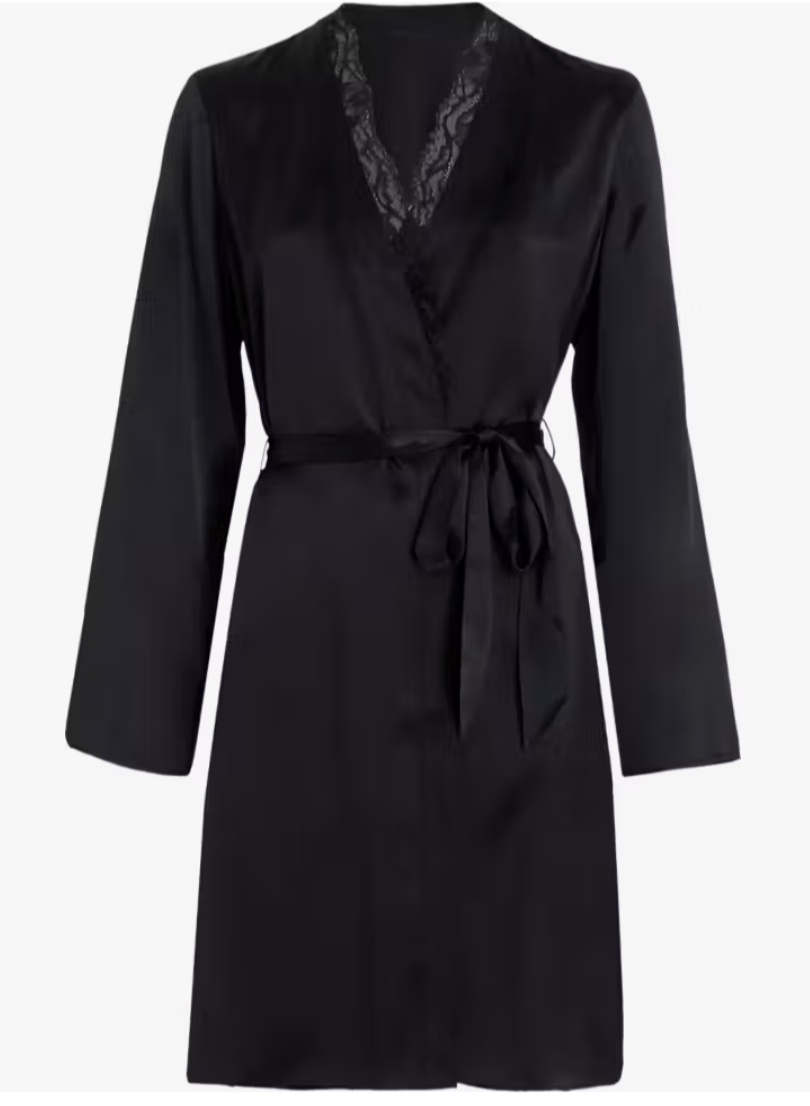 Calvin Klein CK Silk Robe Black