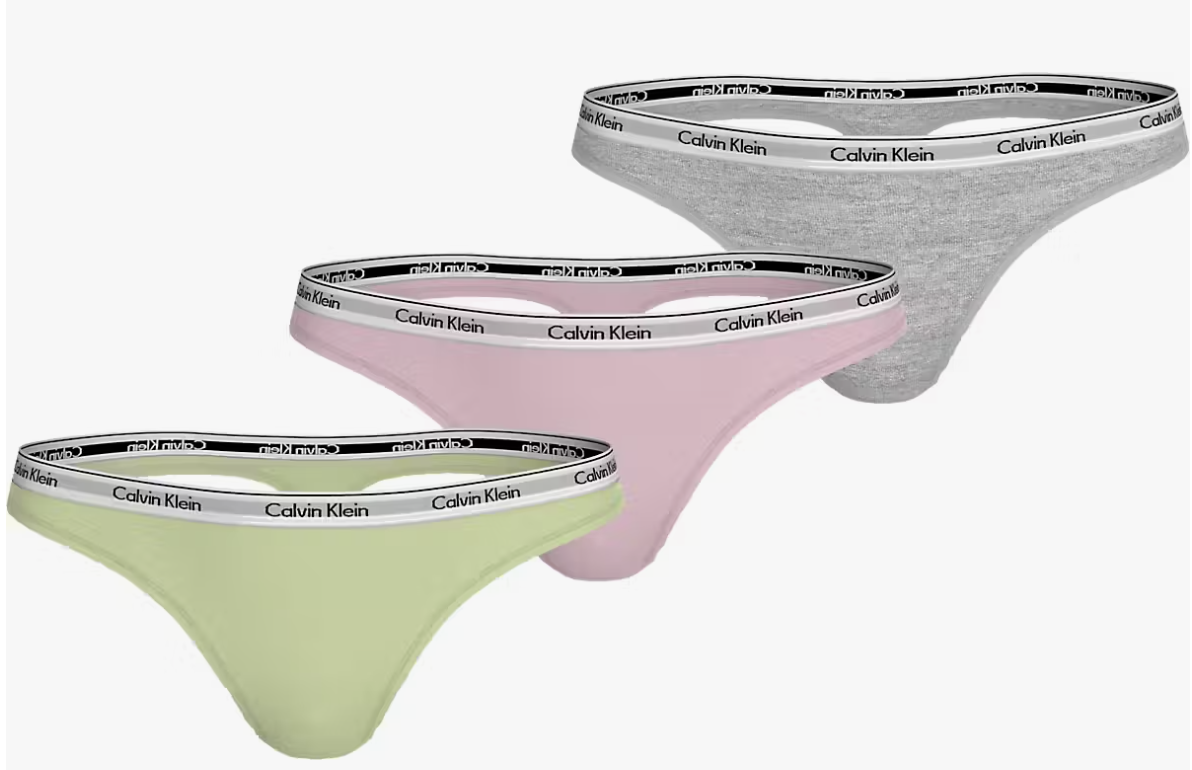 Calvin Klein | Icon Logo 3 Pack Thongs | Green/Pink/Grey