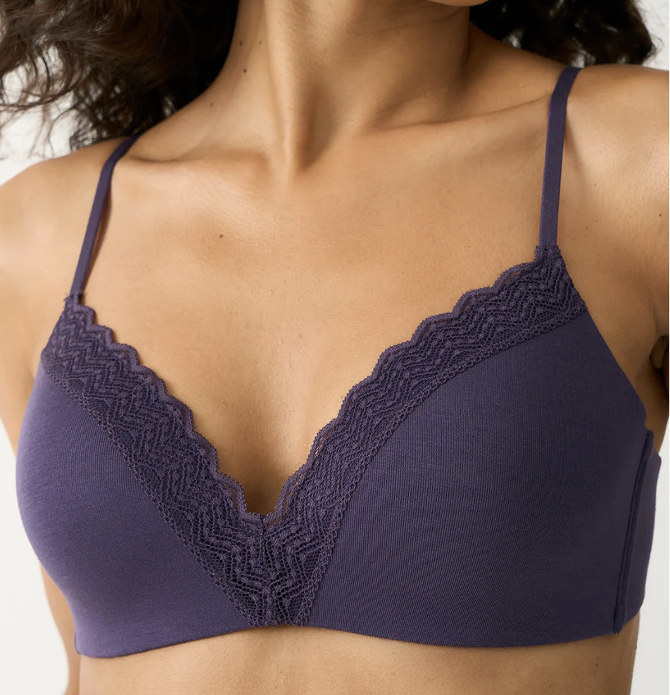 Stripe & Stare | Zig Zag Lace Demi Bra | Night Fog