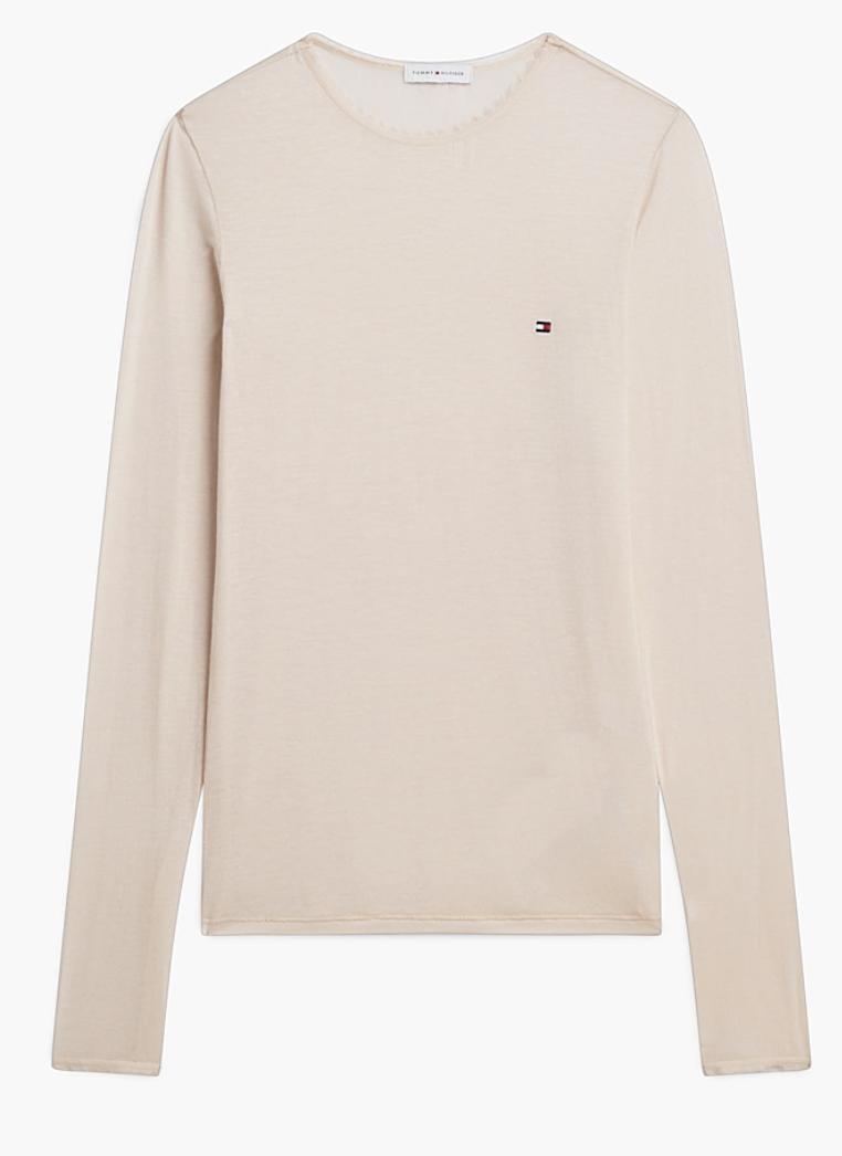 Tommy Hilfiger | Lace Long Sleeve Top | Cashmere Creme