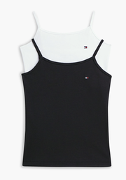 Tommy Hilfigger | 2 Pack Signature Flag Embroidery Camis | White and Black