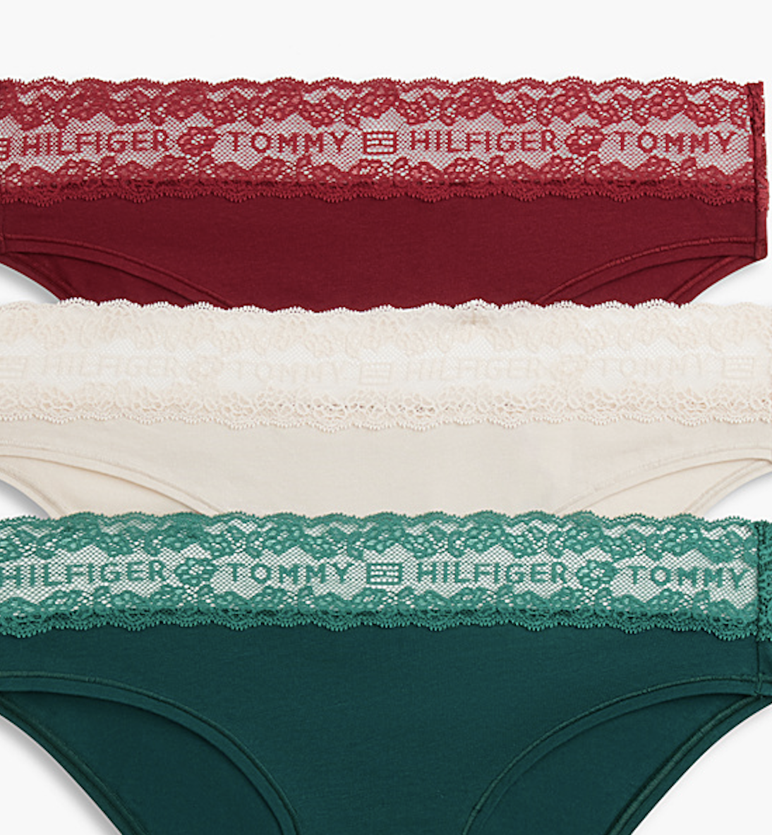 Tommy Hilfiger | Gift 3 Pack Tanga Thong | Green\Creme\Rouge