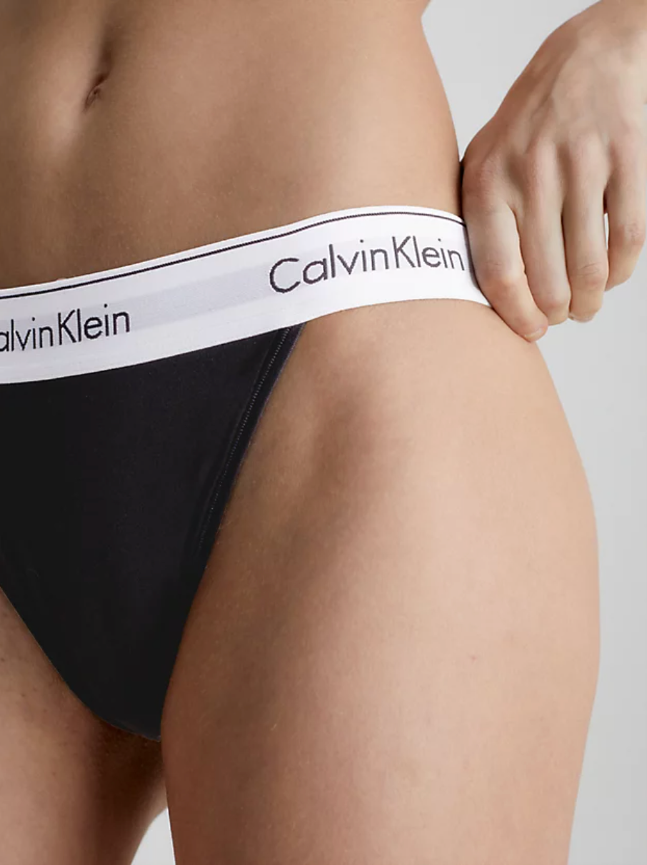 Calvin Klein Modern Cotton High Leg Tanga Black