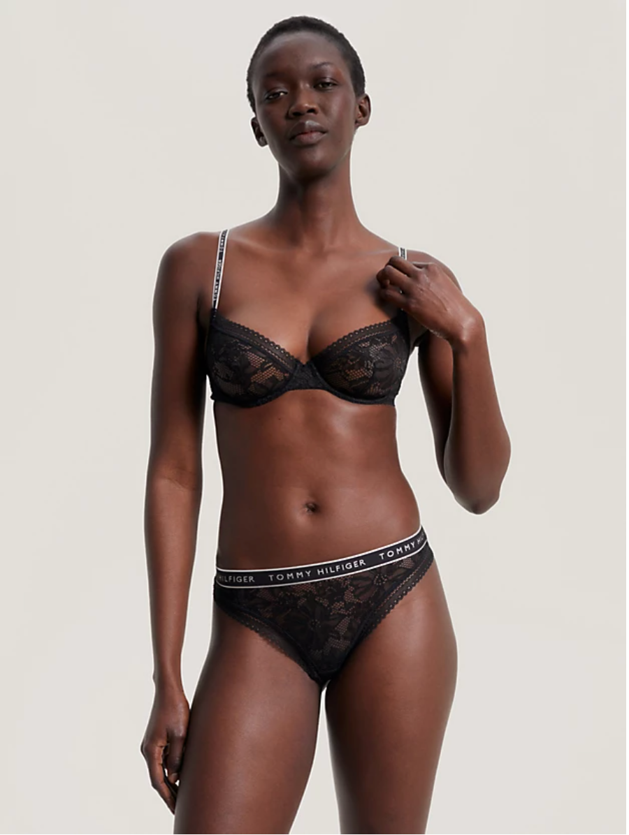 Tommy Hilfiger | Floral Lace Thong | Black