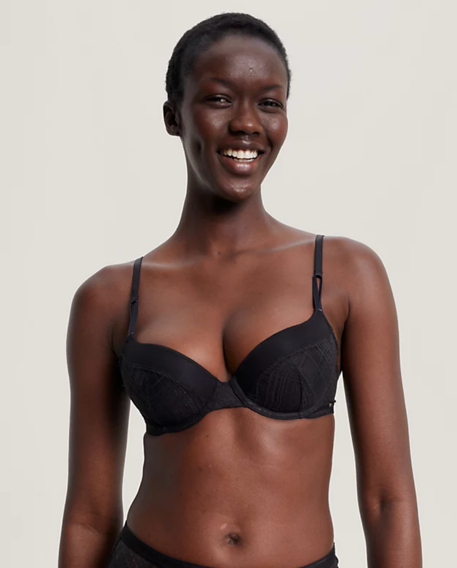 Tommy Hilfiger | Geo Lace Padded Demi Cup | Black