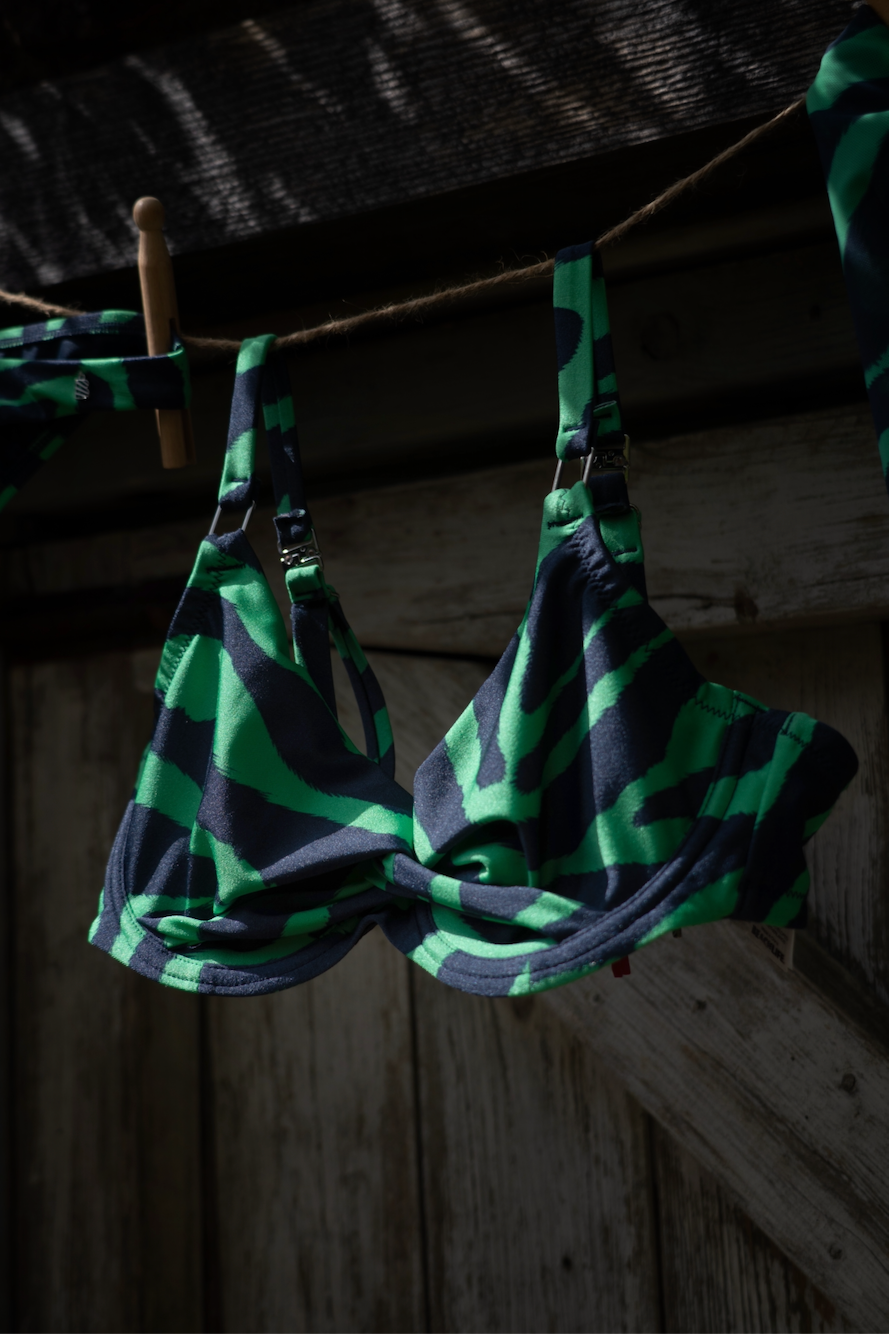 Beachlife | Full Cup Bikini Top | Green Tiger