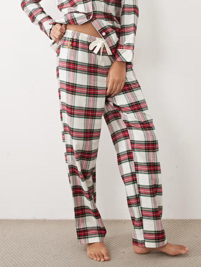 Ralph Lauren | Brushed Cotton Sleeve Pant | Cream Plaid