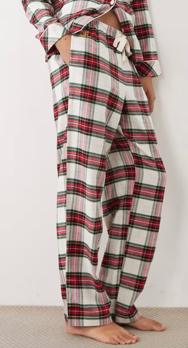 Ralph Lauren | Brushed Cotton Sleeve Pant | Cream Plaid