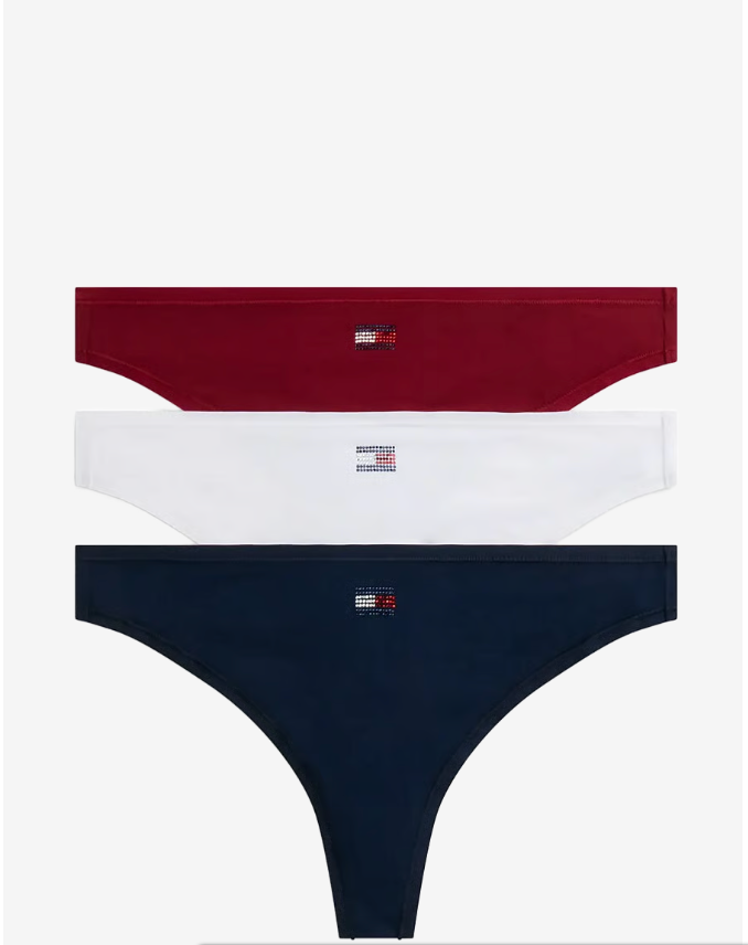 Tommy Hilfiger | Gift 3 Pack Rhinestone Thong | Rouge/White/Dark Blue