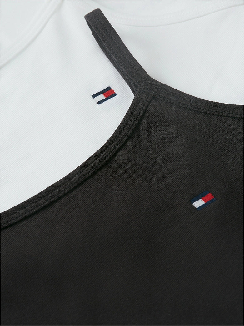 Tommy Hilfigger | 2 Pack Signature Flag Embroidery Camis | White and Black