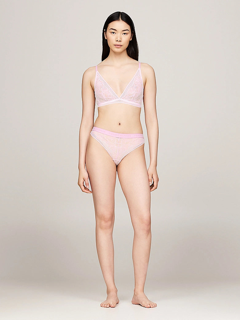 Tommy Hilfiger | TH Logo Lace Waistband Thong | Pearly Pink