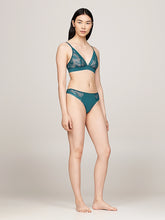 Load image into Gallery viewer, Tommy Hilfiger | Lace Trim Logo Waistband Thong | Turquoise
