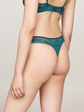 Load image into Gallery viewer, Tommy Hilfiger | Lace Trim Logo Waistband Thong | Turquoise
