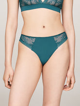 Load image into Gallery viewer, Tommy Hilfiger | Lace Trim Logo Waistband Thong | Turquoise
