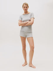 Tommy Hilfiger | Hilfiger Flag Ribbed Shorts Pyjama Set | Grey Heather