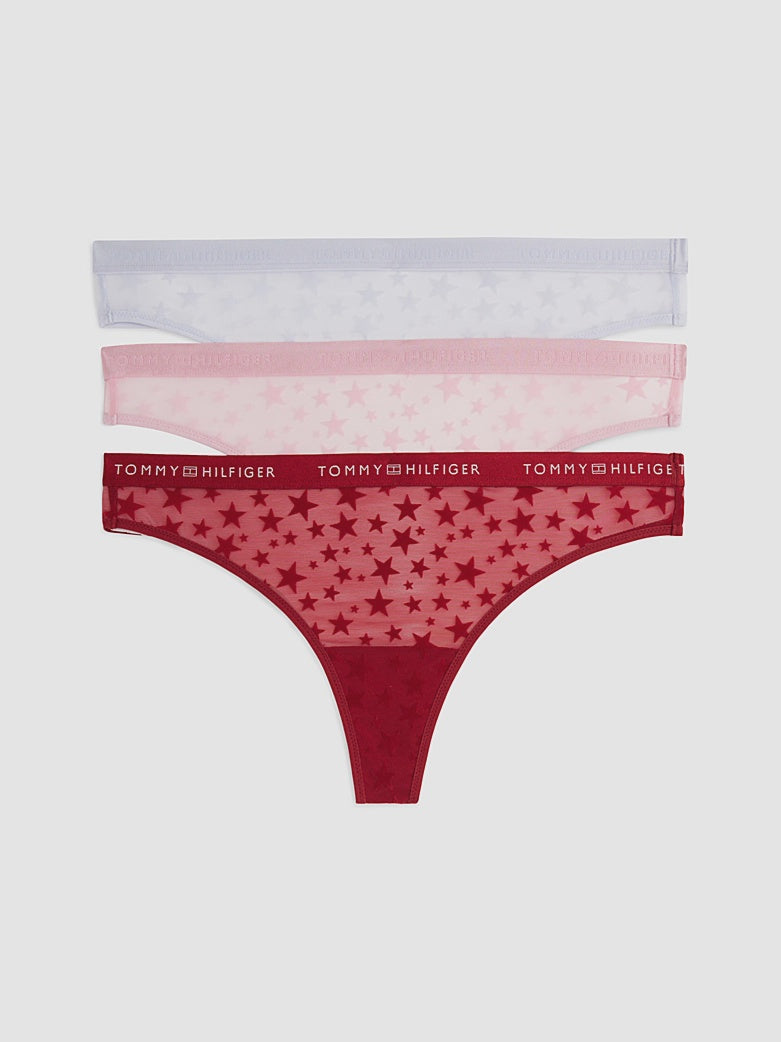 Tommy Hilfiger | Gift 3 Pack Thongs | Aura/ Regatta Red/ Bonita Pink