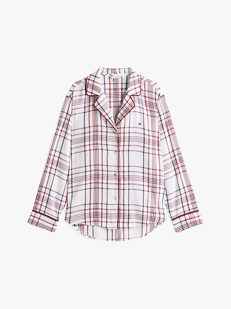 Tommy Hilfiger | Flannel Pyjamas & Slippers Gift Box | City Plaid Ivory Silk
