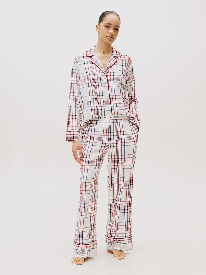 Tommy Hilfiger | Flannel Pyjamas & Slippers Gift Box | City Plaid Ivory Silk
