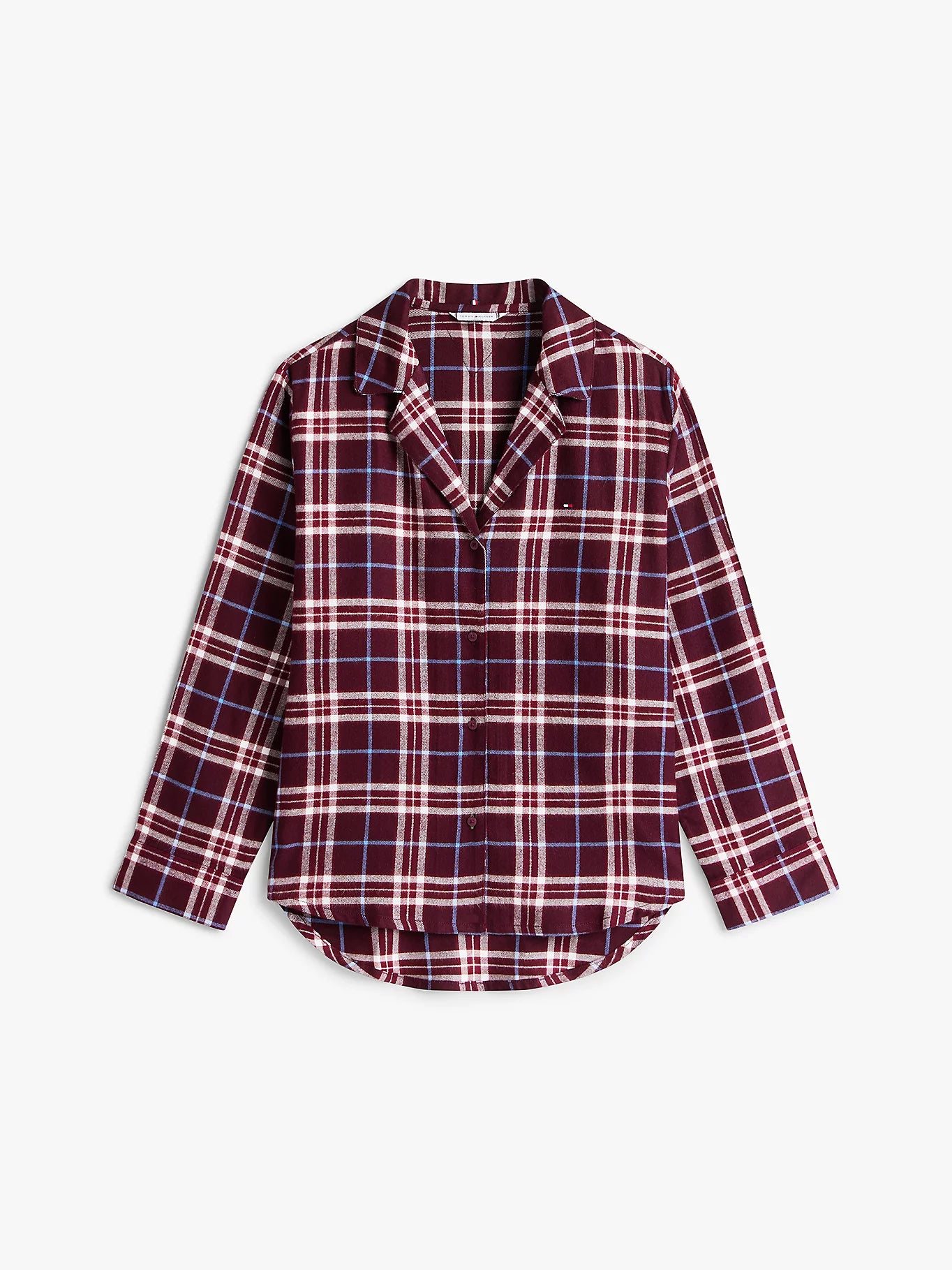 Tommy Hilfiger | Essential Flannel Long Sleeve Pyjama Set | Tartan Reiker Burgundy