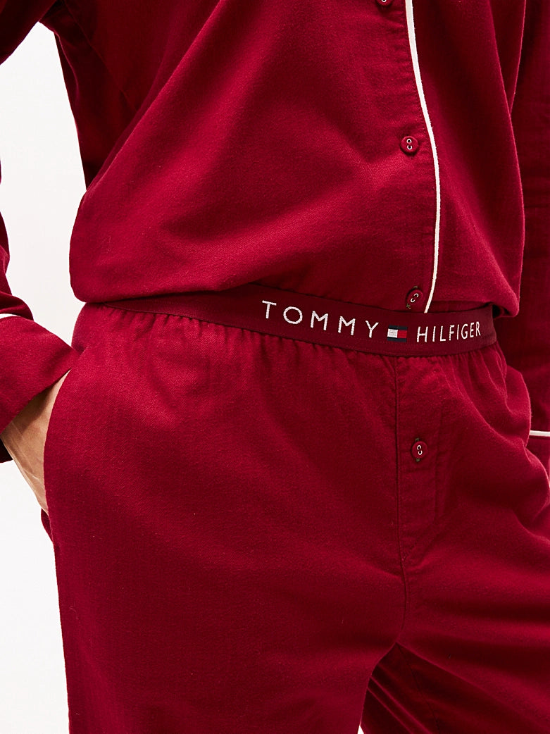 Tommy Hilfiger | Herringbone Flannel Long Pyjama Set | Rouge