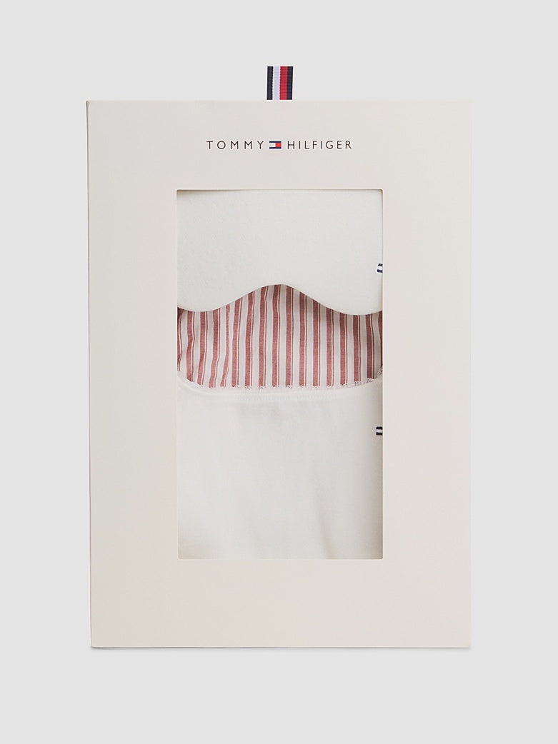 Tommy Hilfiger | Essential Short Pyjama & Eye Mask Gift Set | Ecru/Prim Red