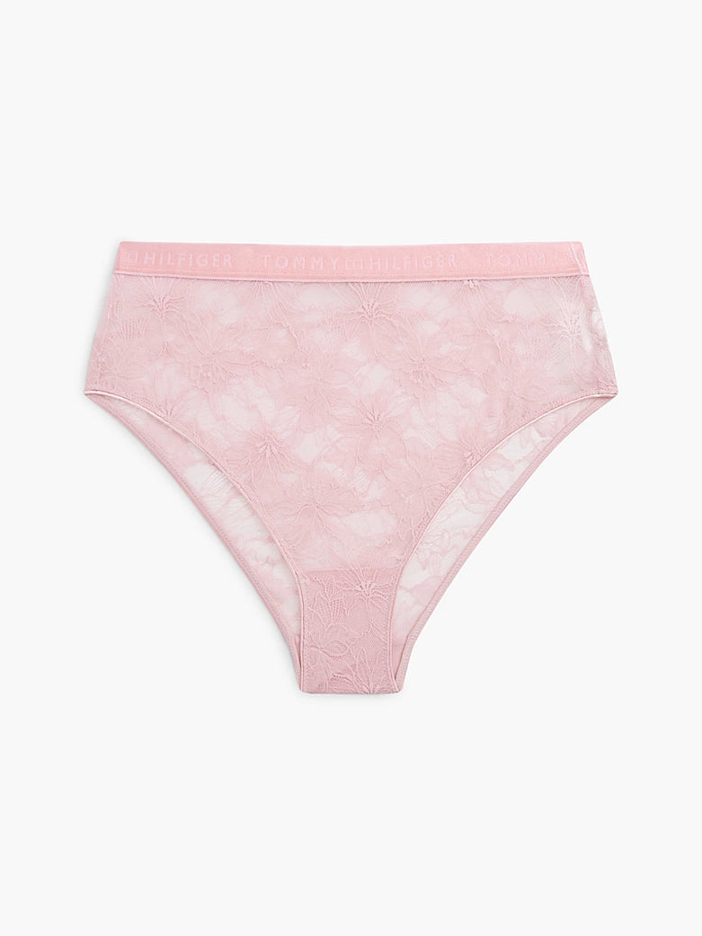 Tommy Hilfiger | Repeat Logo Floral Lace High Rise Brief | Bonita Pink