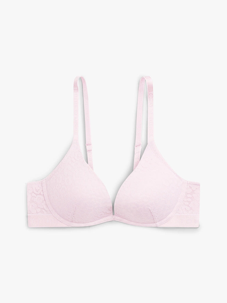 Tommy Hilfiger | Leopard Lace Plunge Push Up Bra | Breezy Orchid