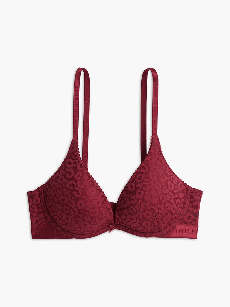 Tommy Hilfiger | Leopard Plunge Push Up Bra | Rouge