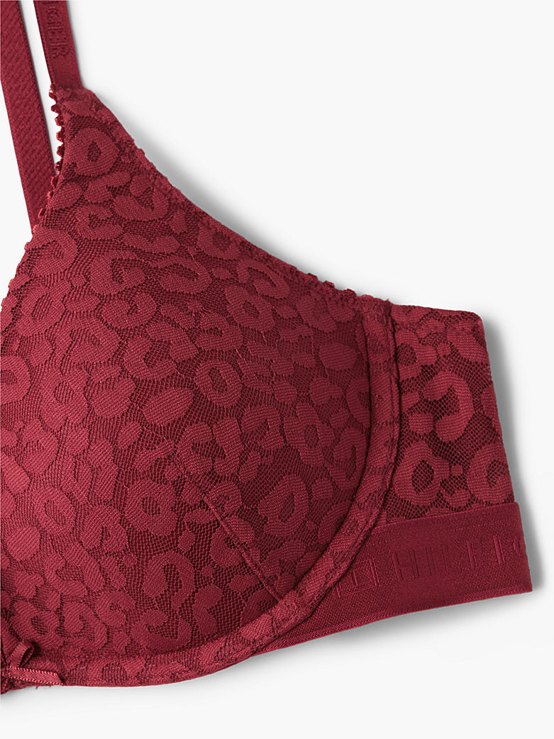 Tommy Hilfiger | Leopard Plunge Push Up Bra | Rouge