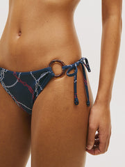Tommy Hilfiger | Print Tie Side Bikini Bottom | Chain Rope Navy